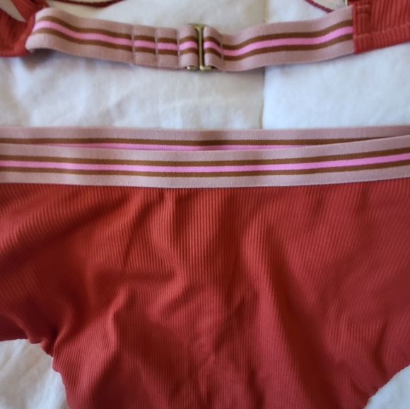 Nwt high waist burnt orange striped bikini - Picture 5 of 5